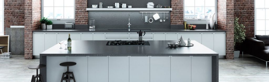 Compac Smoke Gray Quartz Worktops - Bluestone